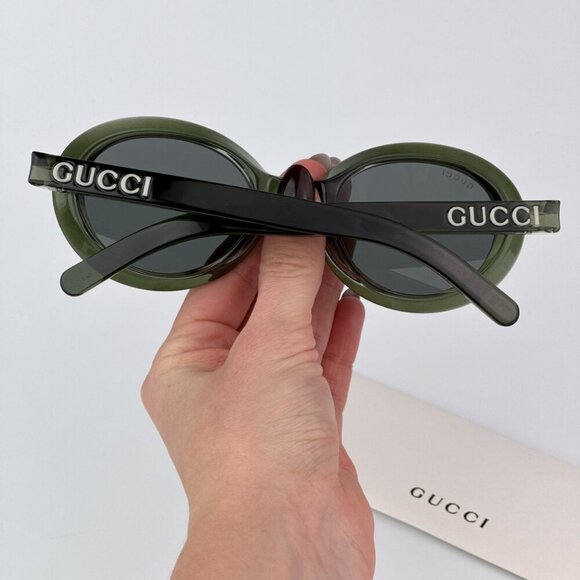 Gucci GG1722SA 005 BRAND NEW Sunglasses Transparent Dark Green Smoke Grey Unisex - Picture 2 of 10